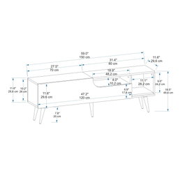 Hanah Home Soporte TV Atlantic Pine Anthracite 150cm Ancho x 49.6cm Alto x 29.6cm Profundo